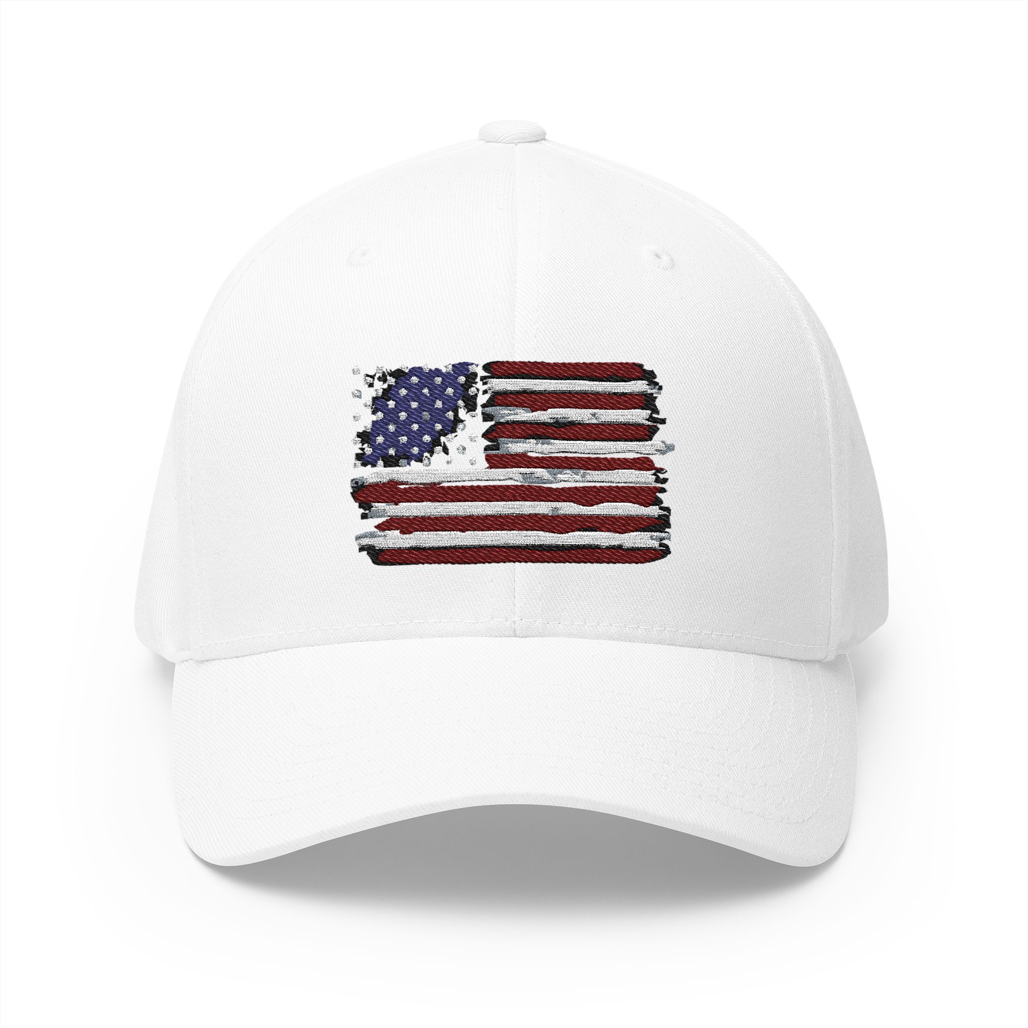 distressed american flag embroidered cap — patriotic baseball hat for 4th of july