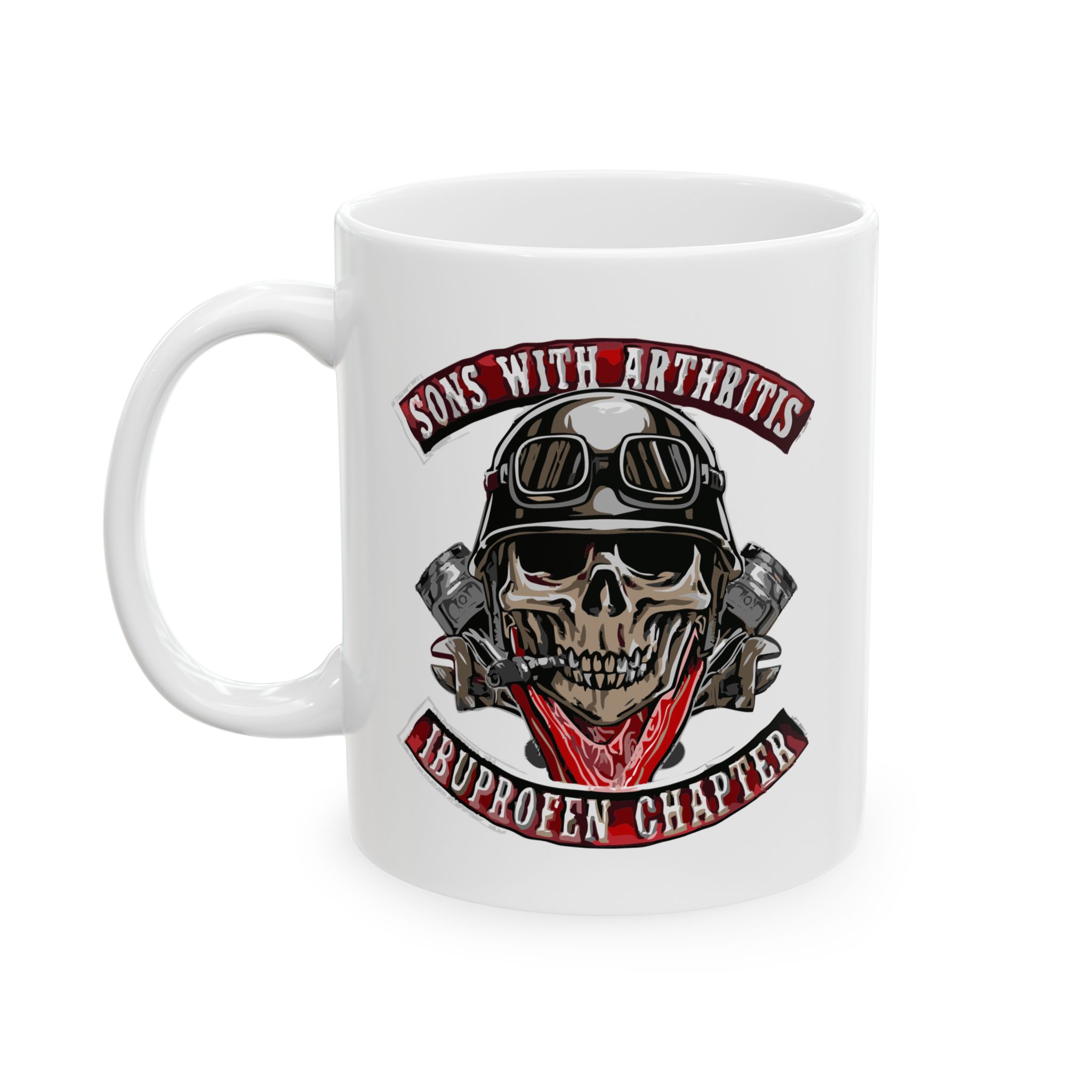 Skull & Roses Ceramic Mug – Biker Tattoo Style Coffee Cup (11oz, 15oz)